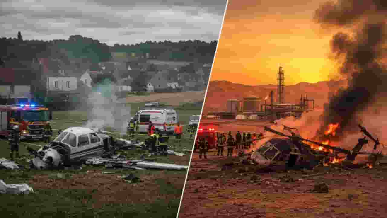 representative image of helicopter and plane crashes