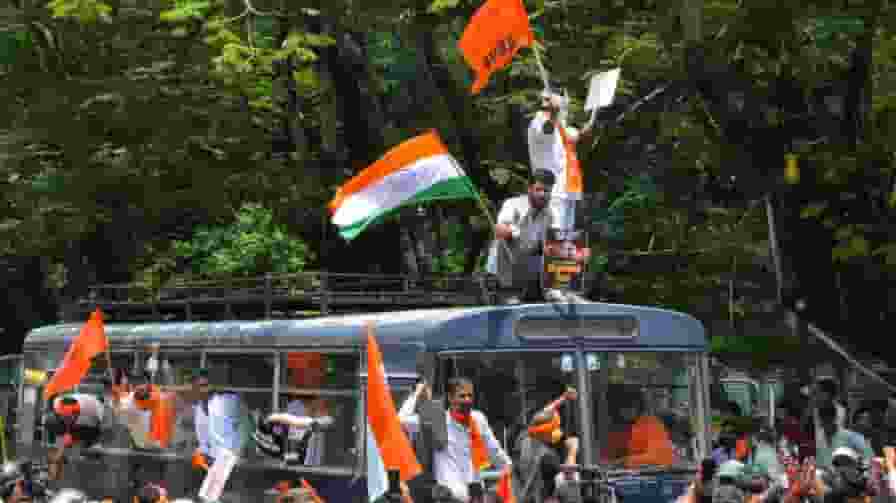 ABVP workers protest against lathi charge during the JPSC JSSC protest in Ranchi