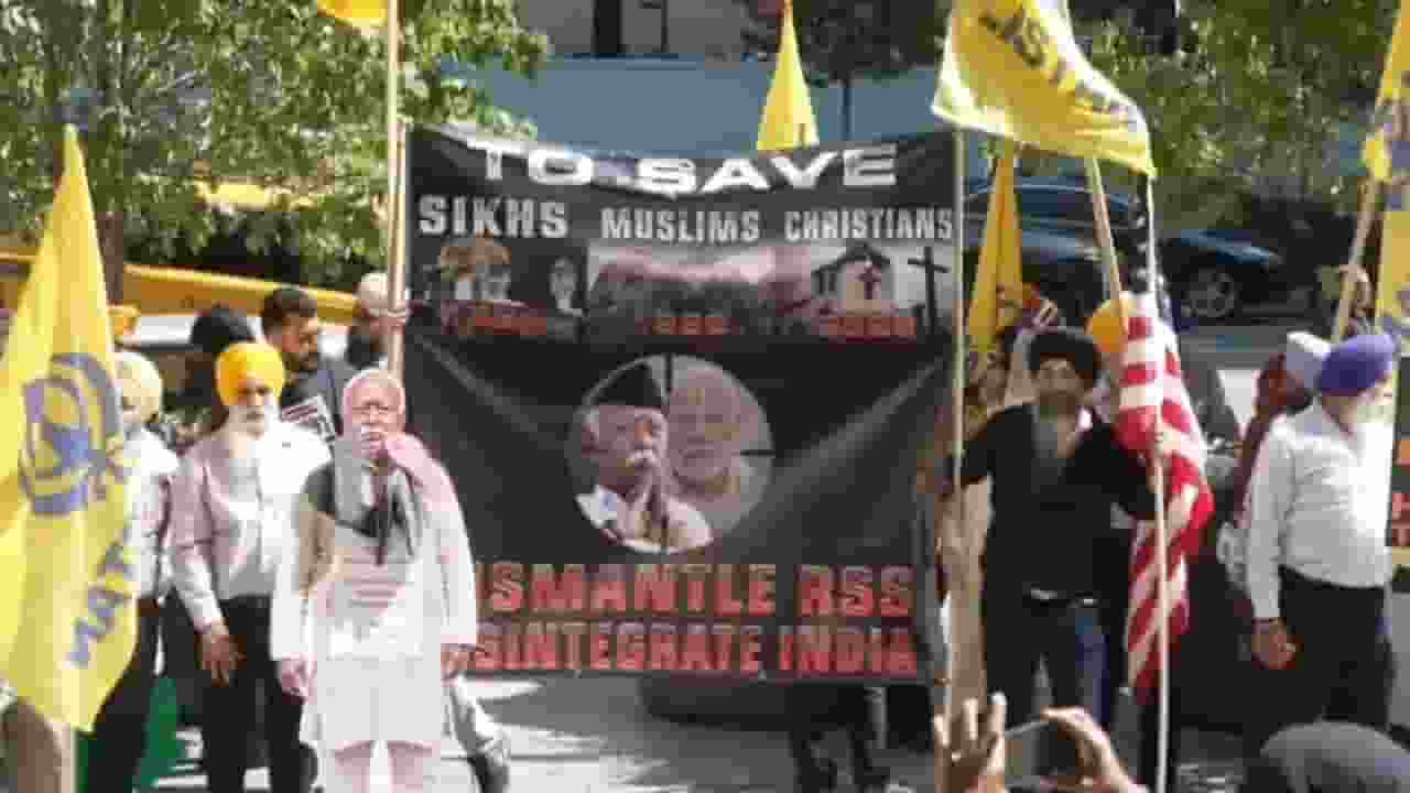 Khalistani protest RSS chief Mohan Bhagwat New York event