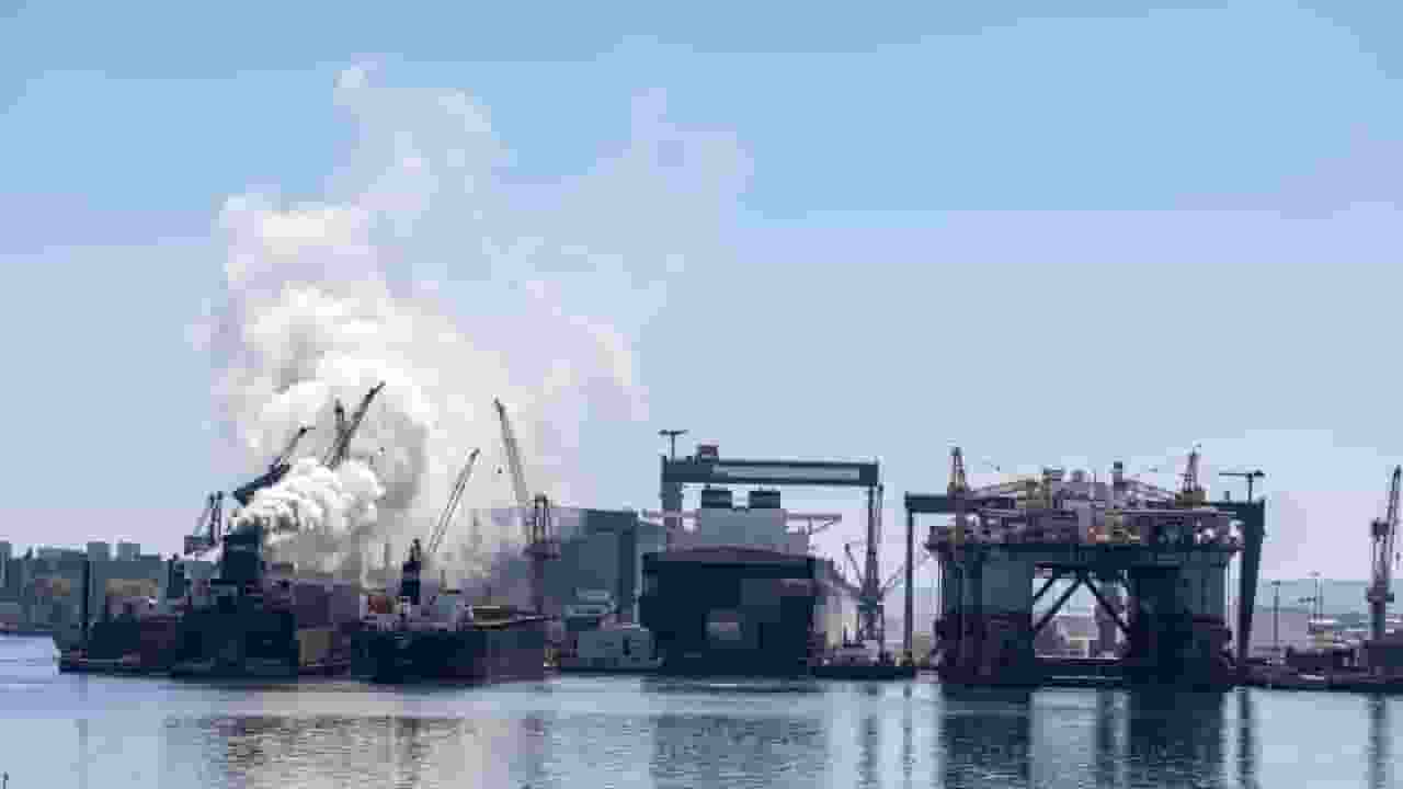 representative image of cargo ship fire