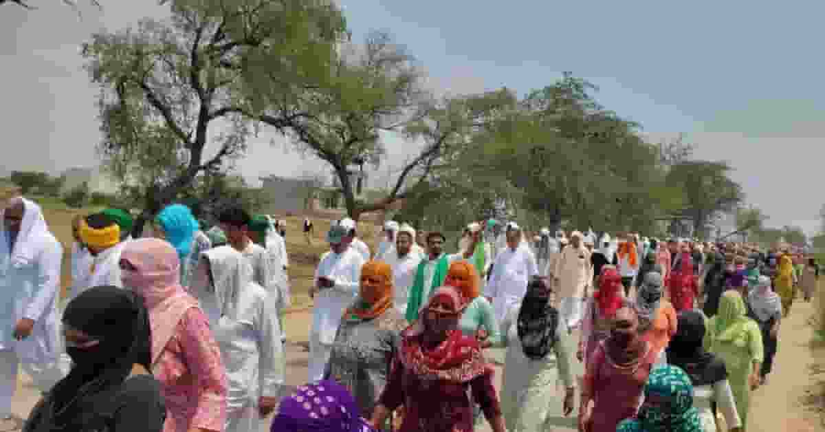 Villagers protesting