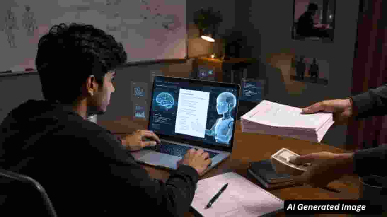 ai generated image of a man creating a paper using ai