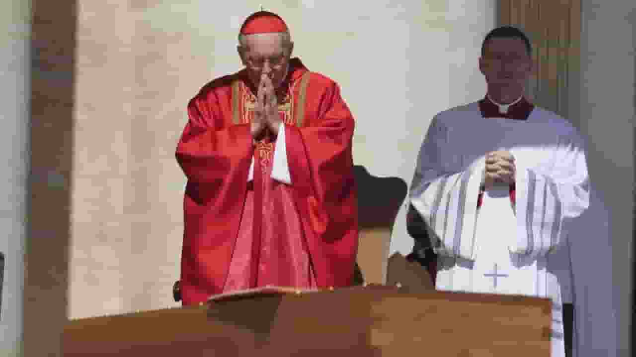 cardinal re pray in front of pope francis coffin। Photo Credit: PTI
