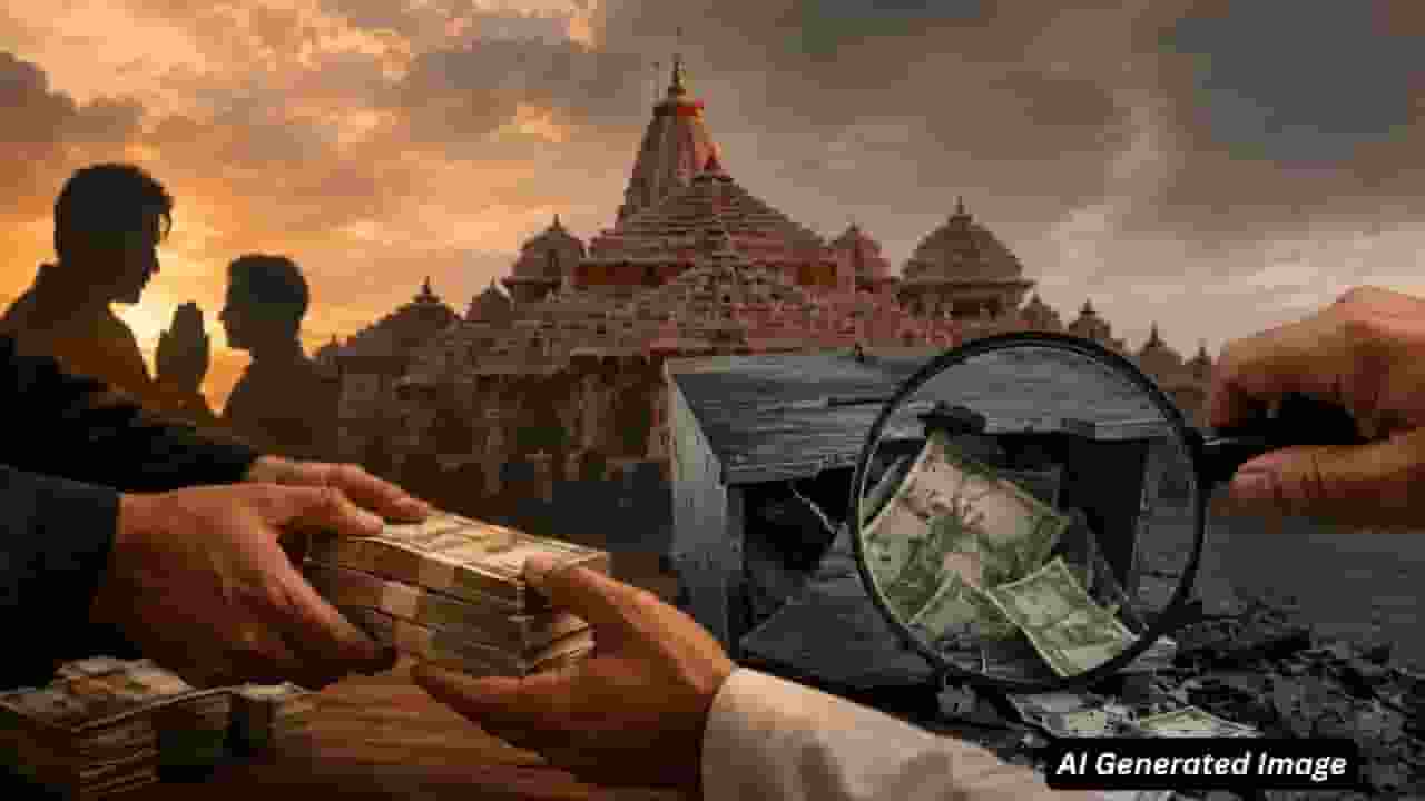 ai generated image of ram mandir donation controversy