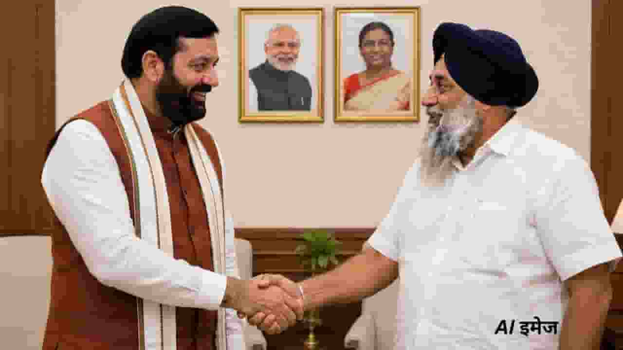 Nayab Singh Saini and Sukhbir Singh Badal AI Image 