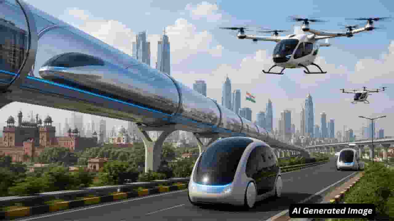 ai generated image of pod taxi and hyperloop