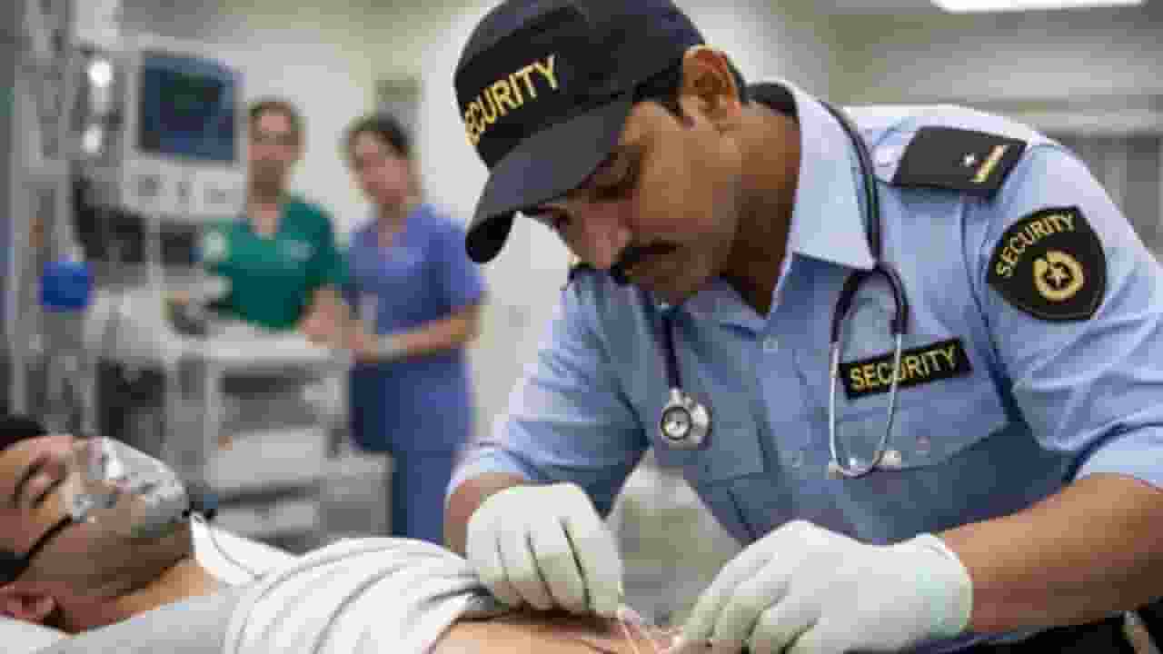 guard became the doctor and stitched the patient 