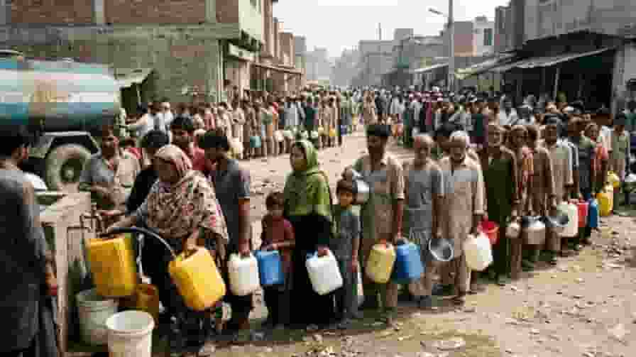 people faces water a crisis on Eid