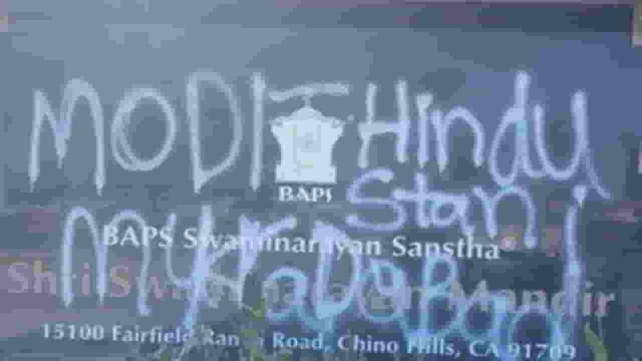 कैलिफोर्निया में सबसे बड़े हिंदू मंदिर पर हमला, लिखे भारत विरोधी नारे Temple Vandalised in US