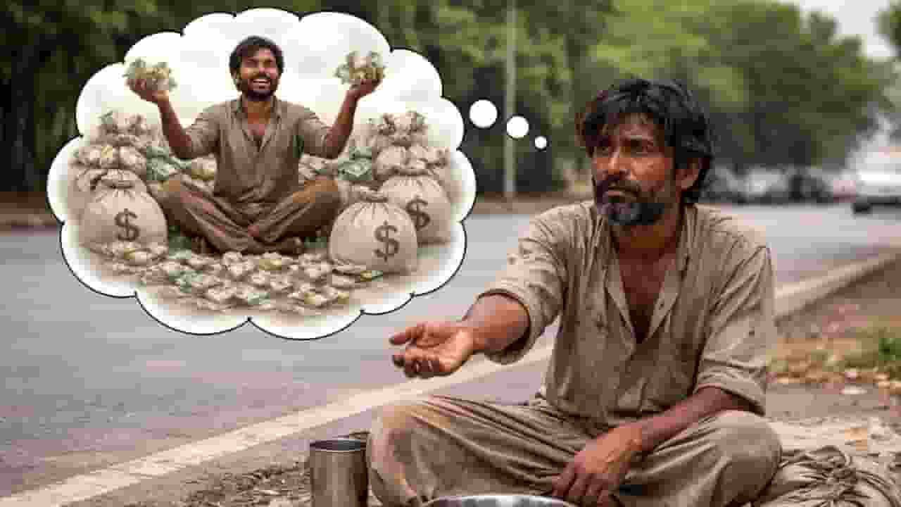 ai generated image of a begger