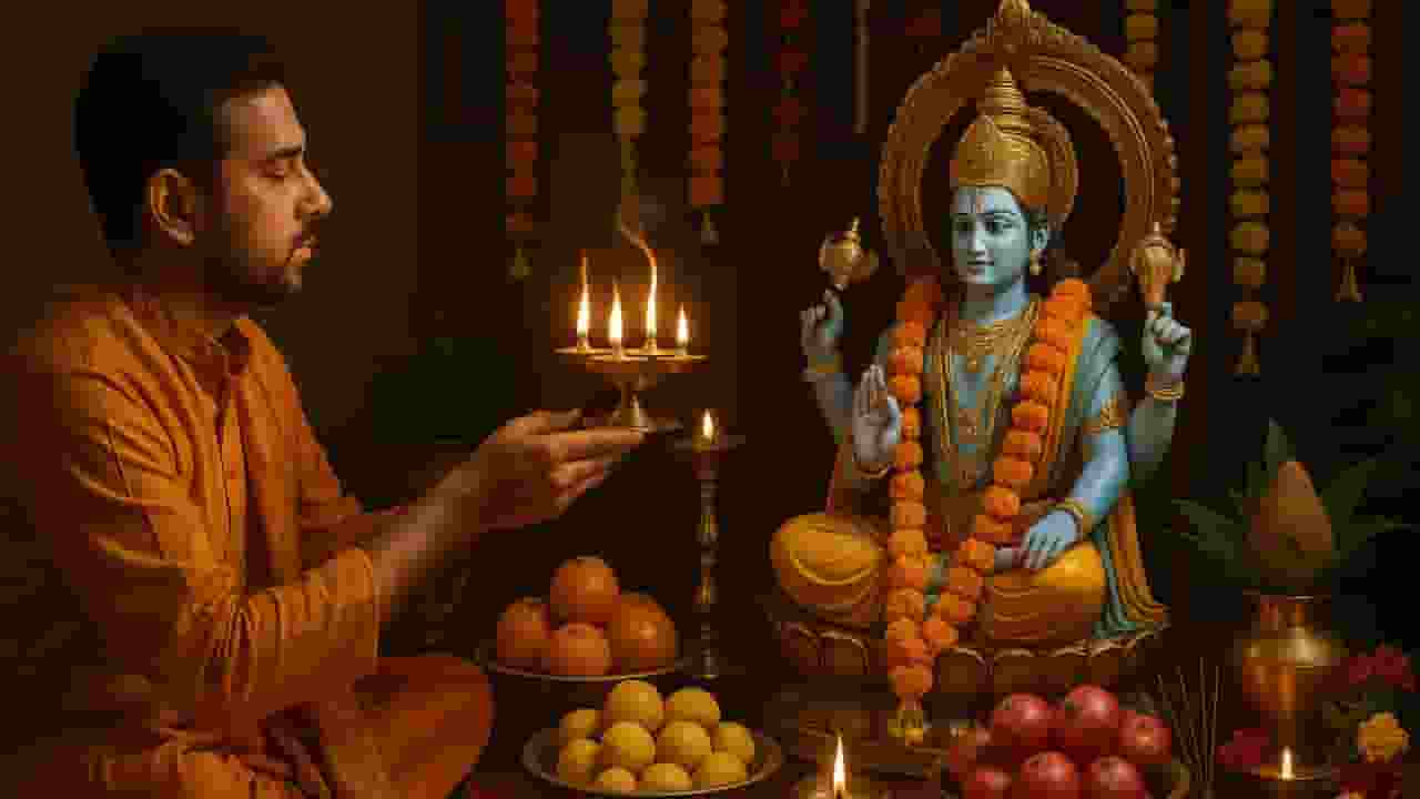 पूर्णिमा के दिन भगवान सत्यनारायण पूजा का फल और कथा, सब जानें Image of Bhagwan Vishnu