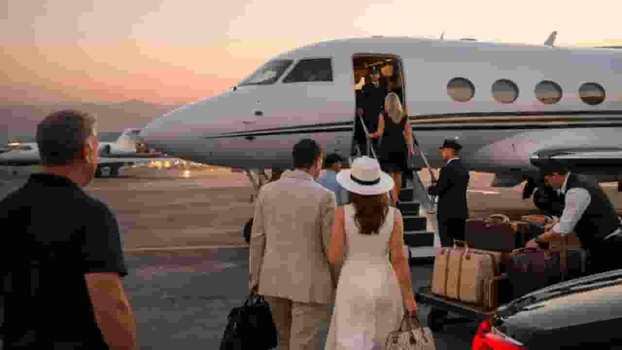 some people boarding chartered plane