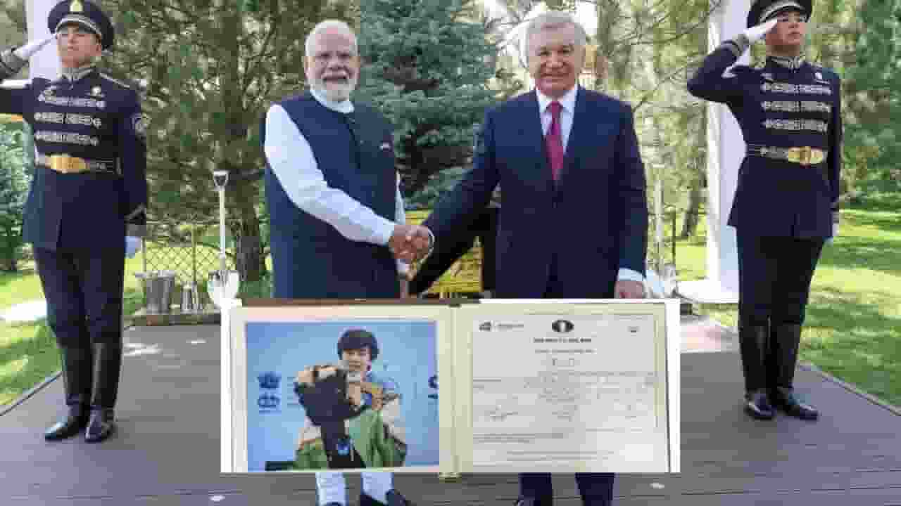 narendra modi with uzbekistan president