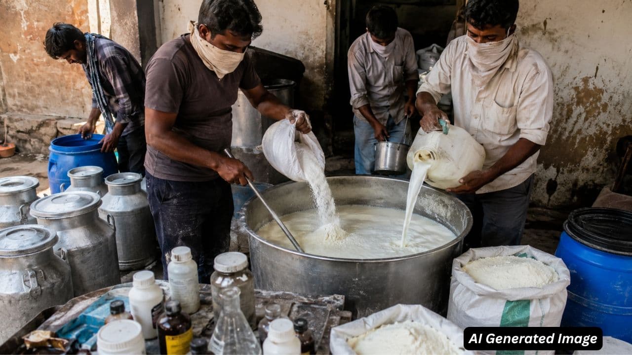 ai generated image of fake milk making