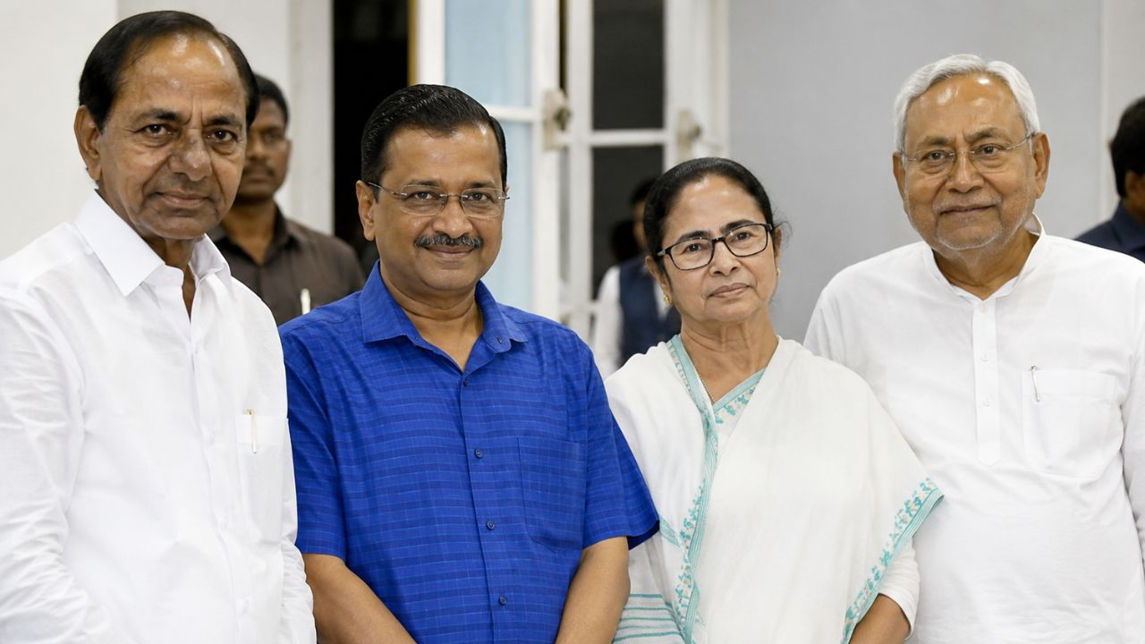 ai generated image of kcr, kejriwal mamata banerjee and nitish kumar