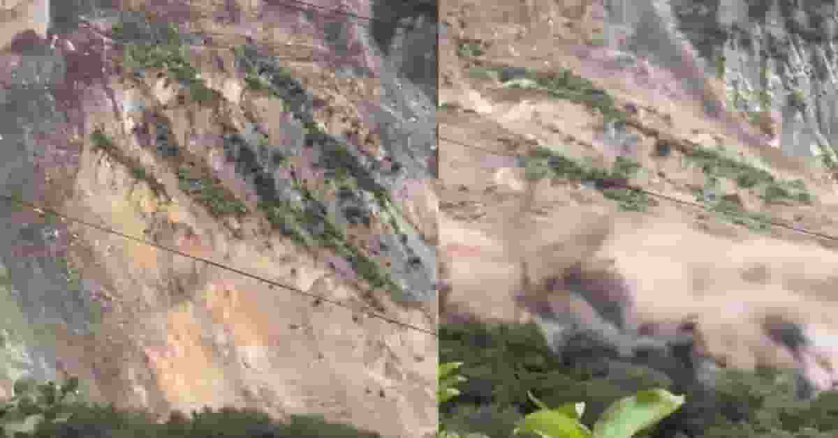 Huge mountainside collapse in Manang