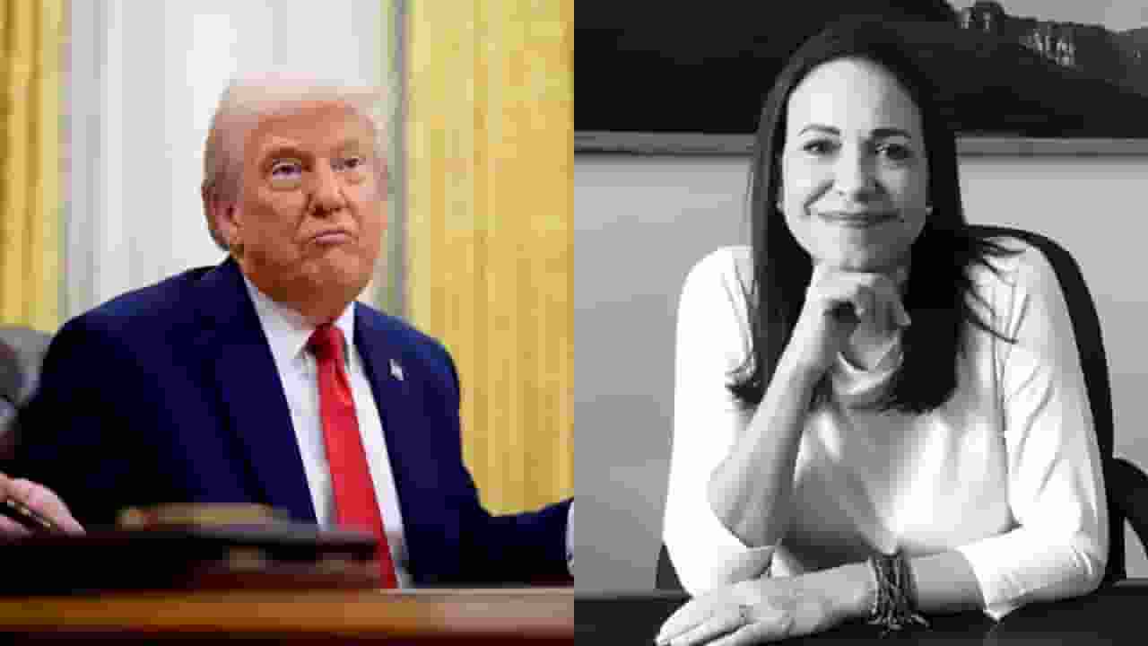 वेनेजुएला की मारिया कोरिना मचाडो को मिला नोबेल शांति पुरस्कार Donald Trump and Maria corina Machado । Photo Credit: Social Media
