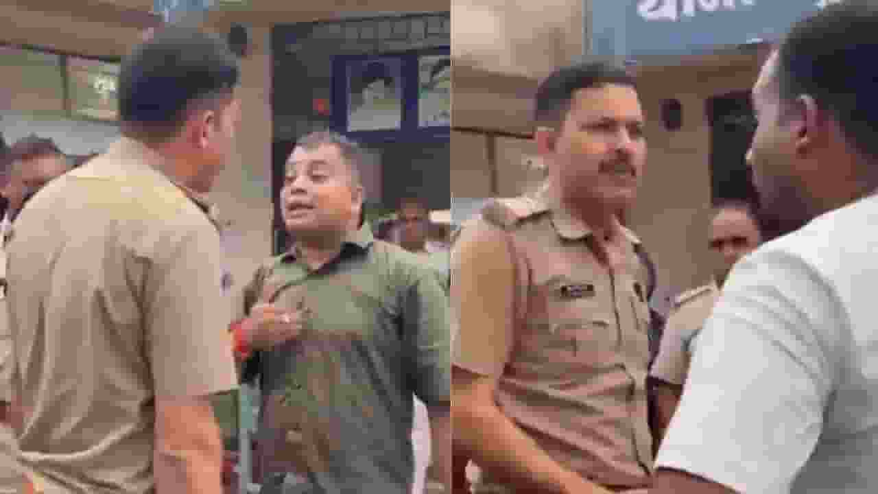 bjp leader vs police officer