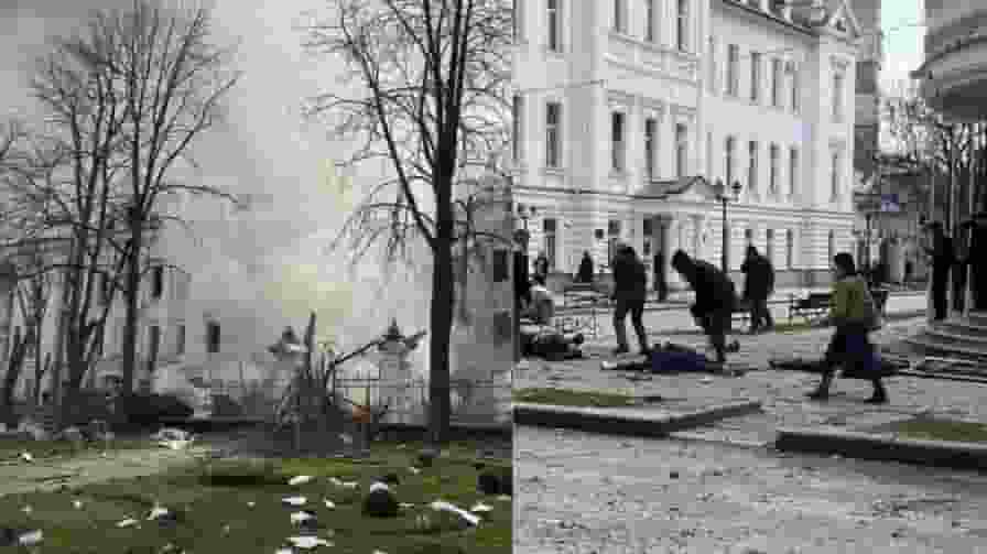 यूक्रेन: श्रद्धांजलि दे रहे थे लोग, रूस ने बम गिरा दिया Russia attack Ukraine city Sumy