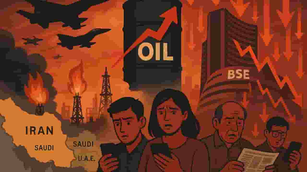 मिडल-ईस्ट में तनाव, तेल की बढ़ती कीमतों का भारतीय शेयर बाजार पर भी असर Image of Indian Share Market and oil price rise