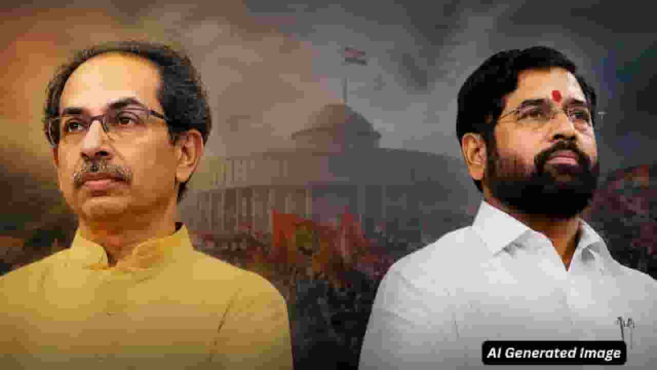 ai generated image of eknath shinde vs uddhav thackeray