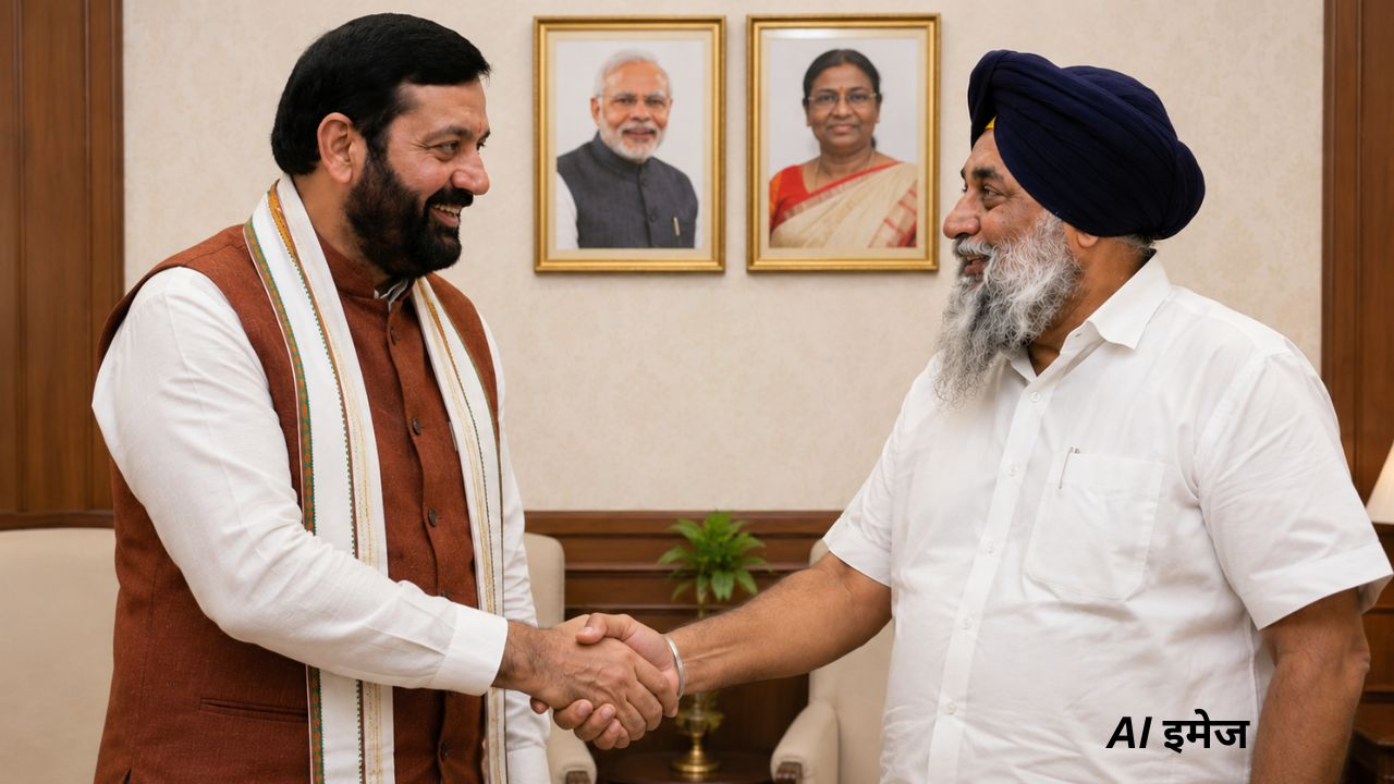 Nayab Singh Saini and Sukhbir Singh Badal AI Image