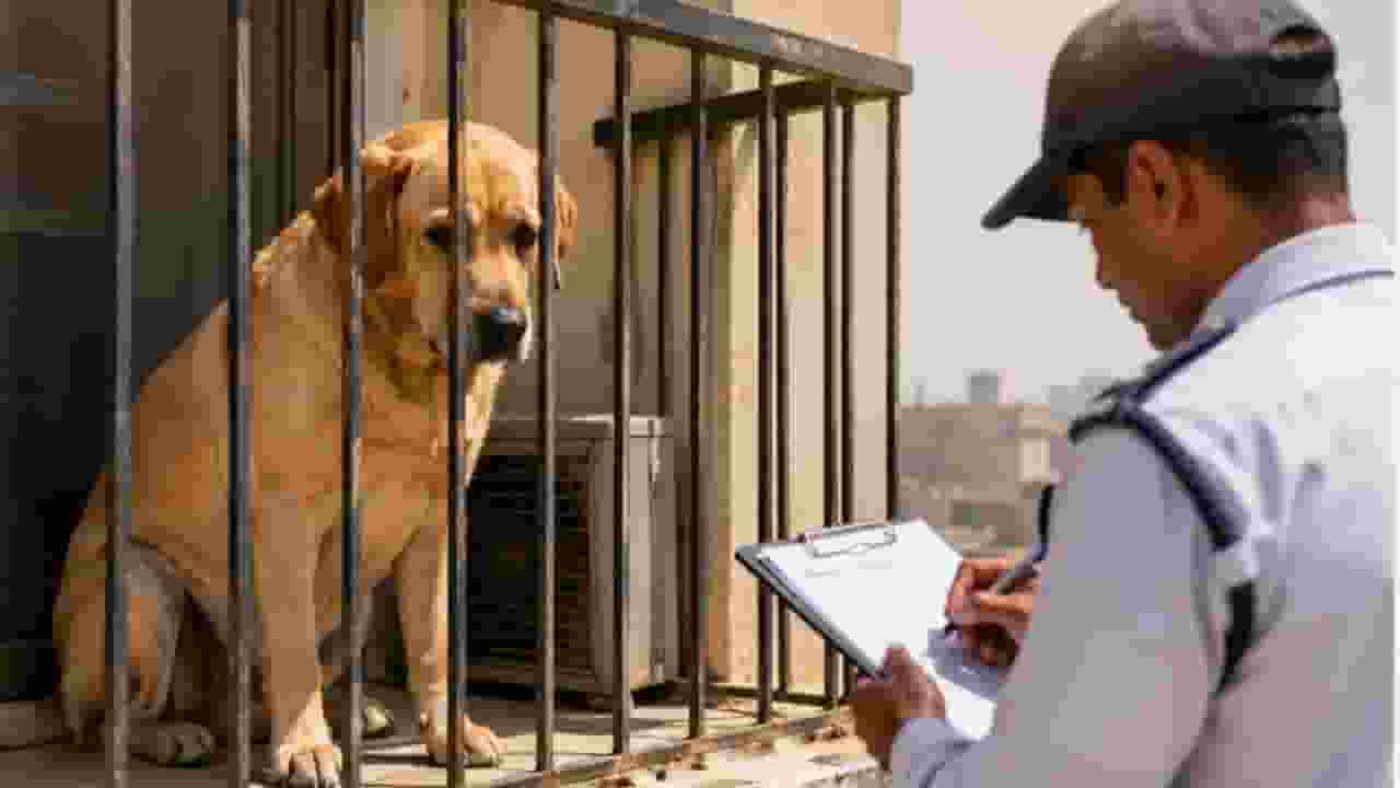 A dog was left in the balcony in the scorching heat