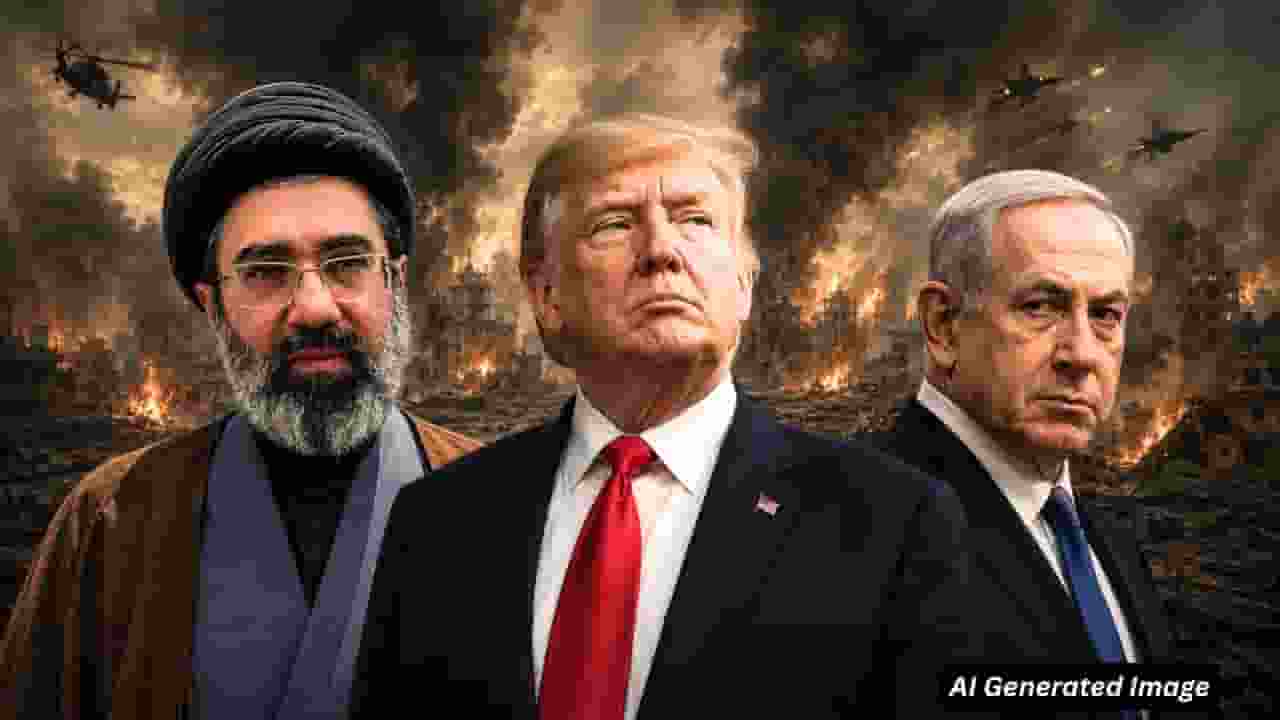ai generated image of khamenei trump and netanyahu