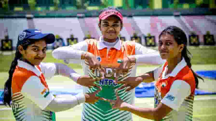 Jyothi Surekha Vennam Prithika Pradeep Chikitha Taniparthi Archery World Cup medal