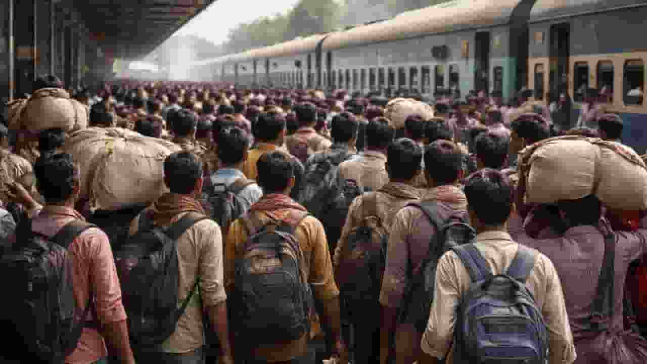 ai generated image of workers returning home