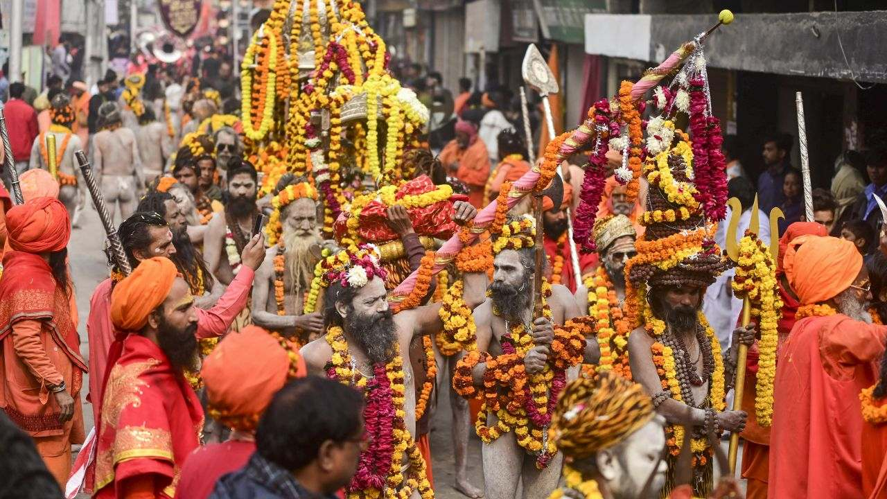 एक हाथ ऊपर, सालों की साधना: क्या है नागा साधुओं की हठयोग तप का रहस्य? Image of Naga Sadhu in Kumbh Mela