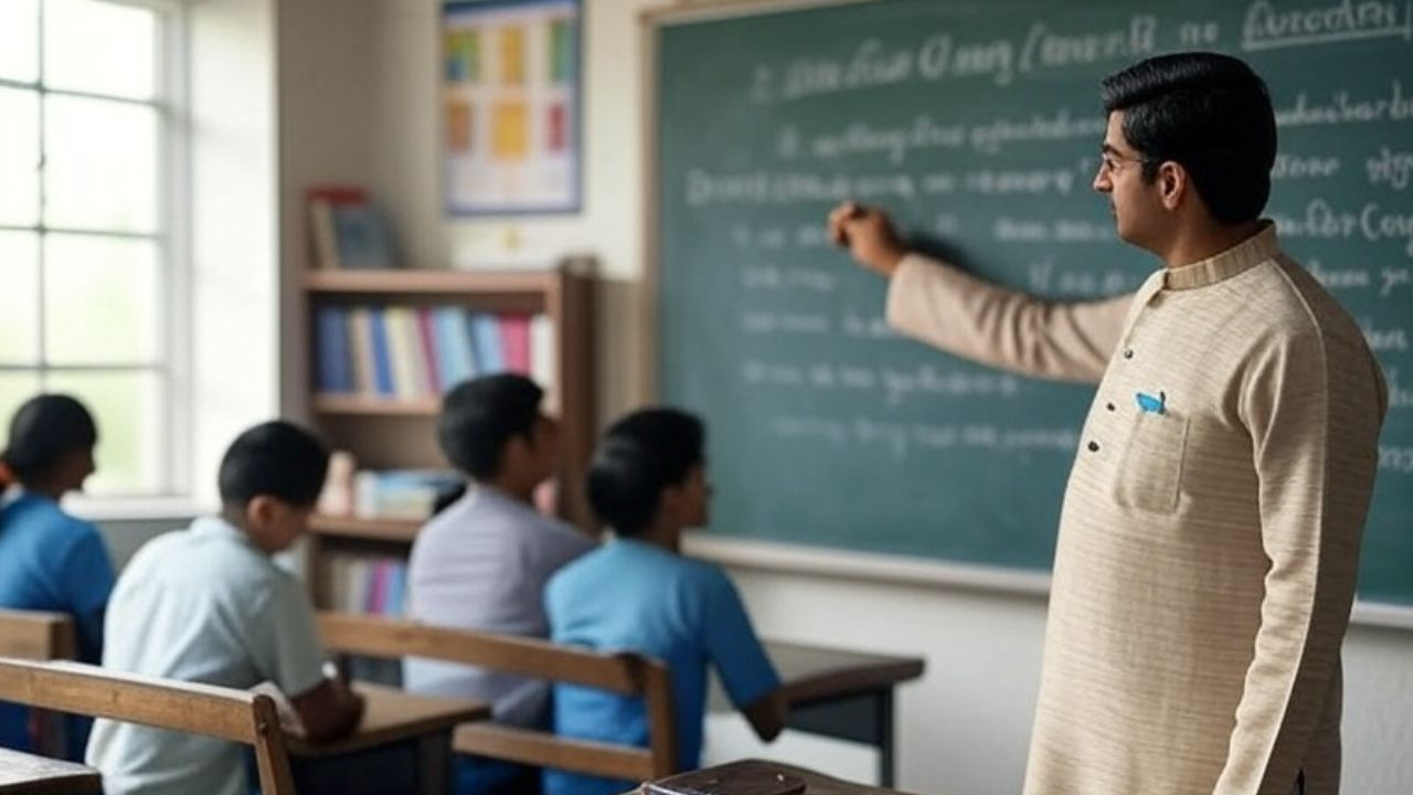 तीसरी भाषा के तौर पर पढ़ाई जाएगी हिंदी, कांग्रेस विरोध में क्यों? AI Generated Image of Classroom.
