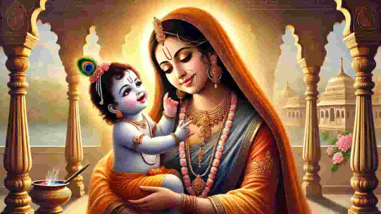 कैसे माता यशोदा को मिला भगवान श्रीकृष्ण की मां बनने का सौभाग्य? Image of Bhagwan Shri krishna and Mata Yashoda